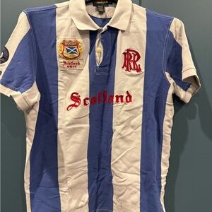 Ralph Lauren Blue and White Rugby Polo